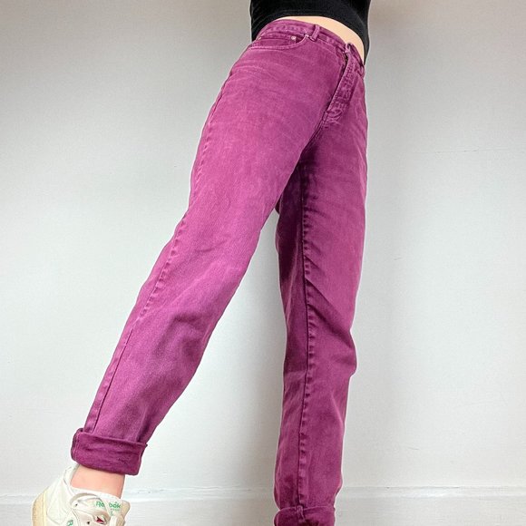 Vintage Mom Jeans - High Rise - Waist 26 - Faded Red/Purple - Picture 1 of 7